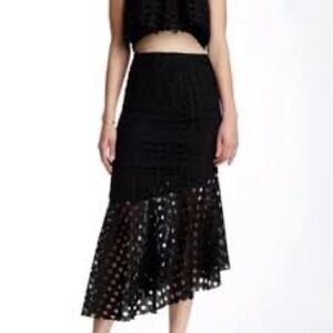 Anthropologie Asilio Field of Lovers Black Midi Skirt, Size 4